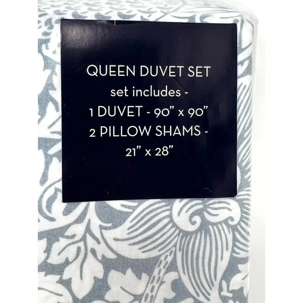 William Morris Bird Anemone Mineral QUEEN Duvet Cover Set Lt Blue NEW IN PACKAGE